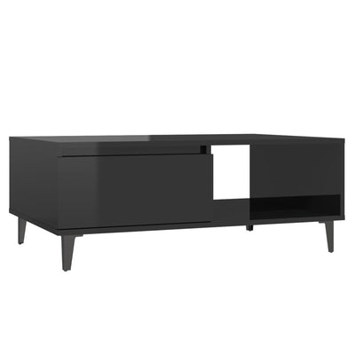 Sohvapöytä korkeakiilto musta 90x60x35 cm lastulevy