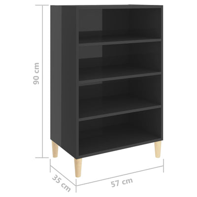 Senkki korkeakiilto harmaa 57x35x90 cm tekninen puu