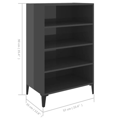 Senkki korkeakiilto harmaa 57x35x90 cm tekninen puu