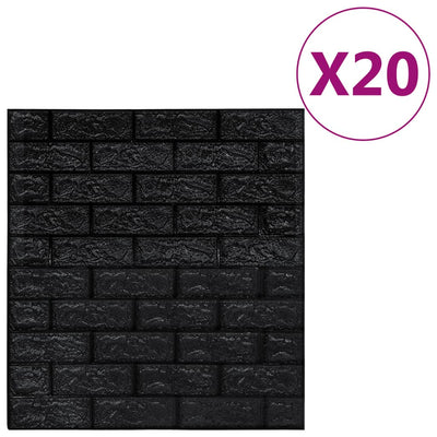 3D Tapetti tiilet itsekiinnittyvä 20 kpl musta