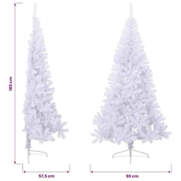 Tekojoulukuusen puolikas jalustalla valkoinen 180 cm PVC