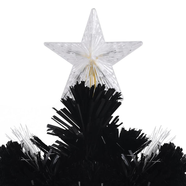Musta joulukuusi led-lumihiutaleilla Hriminiuc 240cm (kuituoptiikka)