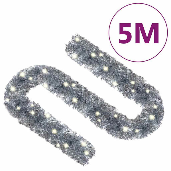 Jouluköynnös LED-valoilla 5 m hopea