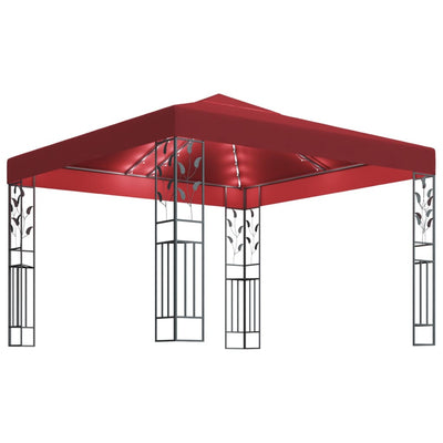 Huvimaja LED-valonauhoilla 3x3 m viininpunainen