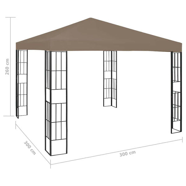 Huvimaja LED-valonauhoilla 3x3 m ruskeanharmaa