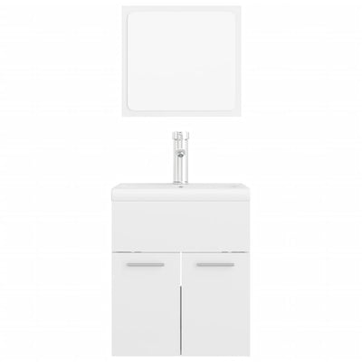 Valkoinen kylpyhuoneen kalustesarja Sidorian (korkeakiilto, lastulevy)