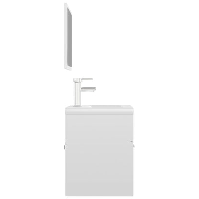 Valkoinen kylpyhuoneen kalustesarja Sidorian (korkeakiilto, lastulevy)