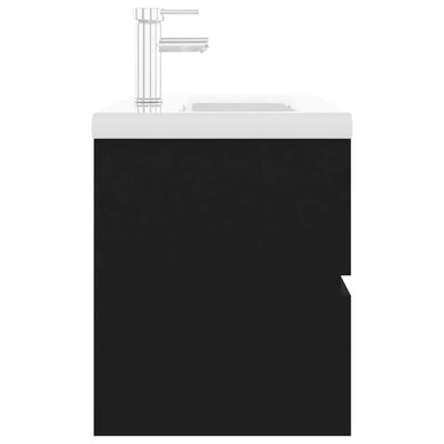 Musta allaskaappi sisäänrakennetulla altaalla Gavin (lastulevy)