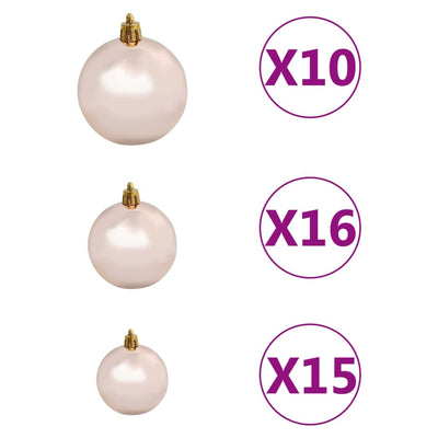 120-osainen Joulupallosetti latvalla 300 LED-valoa ruusukulta