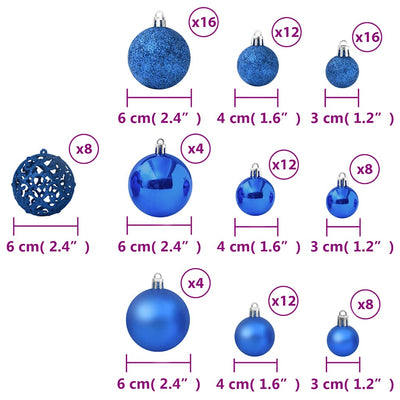 Sininen joulukuusen pallosarja Ciforac 100 kpl
