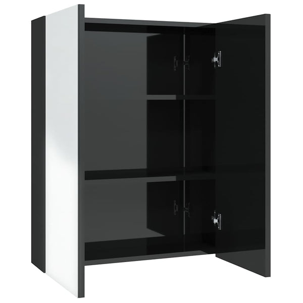 LED kylpyhuoneen peilikaappi 60x15x75 cm MDF kiiltävä musta