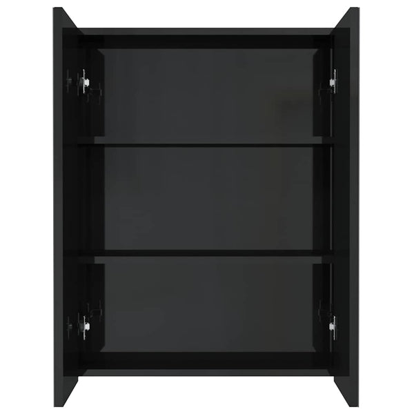 LED kylpyhuoneen peilikaappi 60x15x75 cm MDF kiiltävä musta