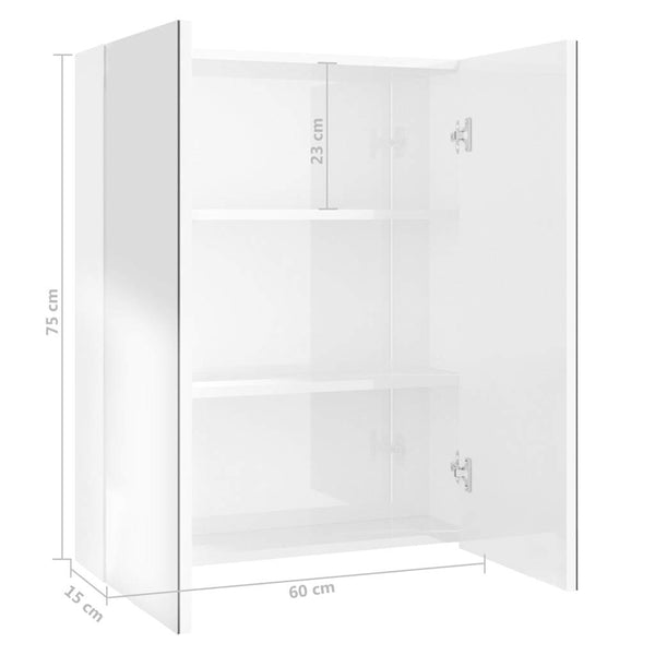 LED kylpyhuoneen peilikaappi 60x15x75 cm MDF kiiltävä valkoinen