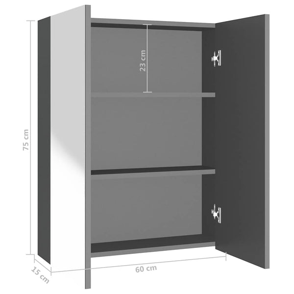 LED kylpyhuoneen peilikaappi 60x15x75 cm MDF antrasiitti