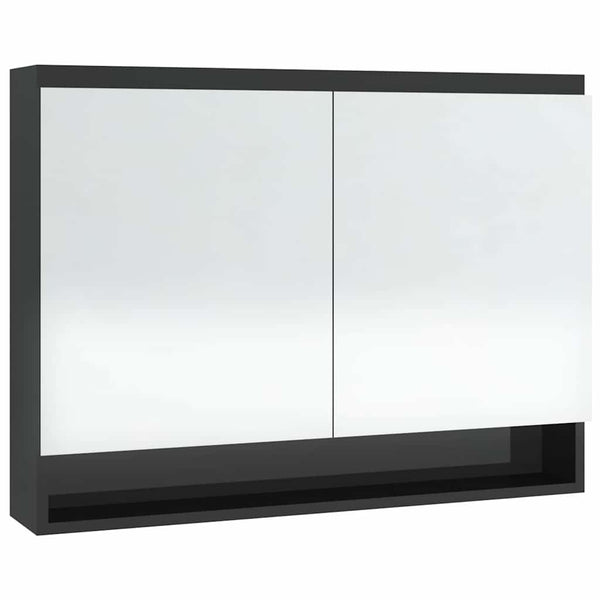LED kylpyhuoneen peilikaappi 80x15x60 cm MDF kiiltävä musta