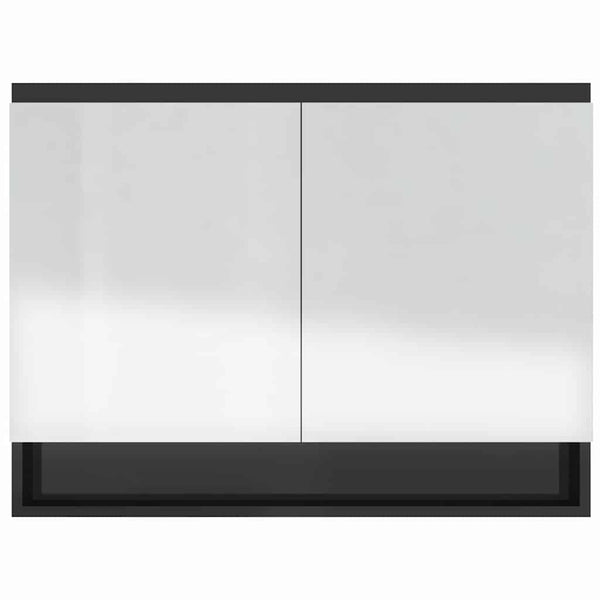 LED kylpyhuoneen peilikaappi 80x15x60 cm MDF kiiltävä musta