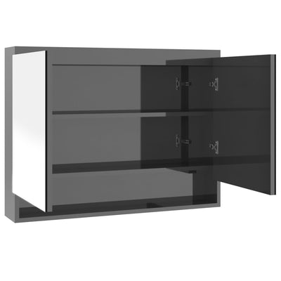 LED kylpyhuoneen peilikaappi 80x15x60 cm MDF kiiltävä harmaa