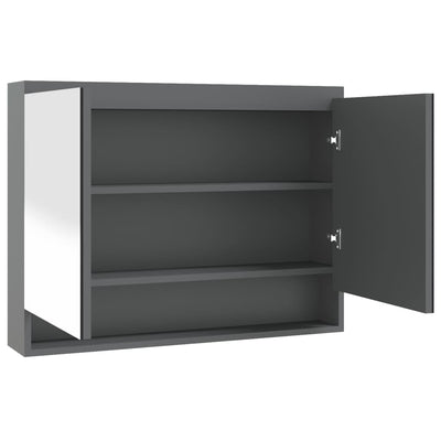 LED kylpyhuoneen peilikaappi 80x15x60 cm MDF harmaa