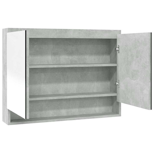 LED kylpyhuoneen peilikaappi 80x15x60 cm MDF betoninharmaa
