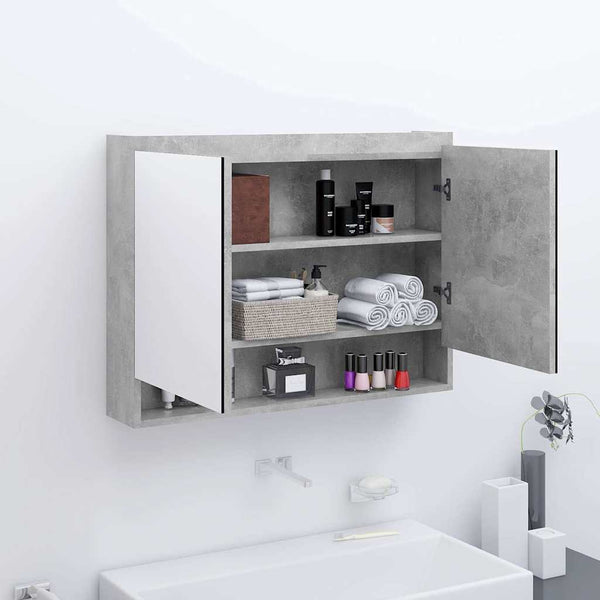 LED kylpyhuoneen peilikaappi 80x15x60 cm MDF betoninharmaa