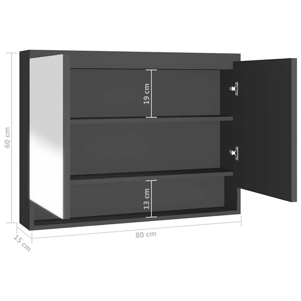 LED kylpyhuoneen peilikaappi 80x15x60 cm MDF antrasiitti