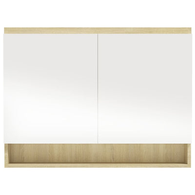 LED kylpyhuoneen peilikaappi 80x15x60 cm MDF valkoinen ja tammi