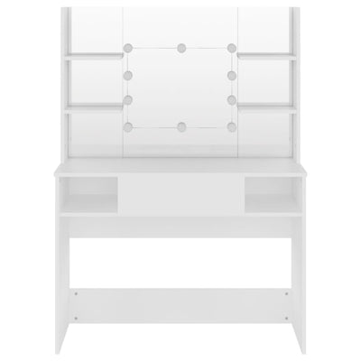 Meikkipöytä LED-valoilla 100x40x135 cm MDF valkoinen