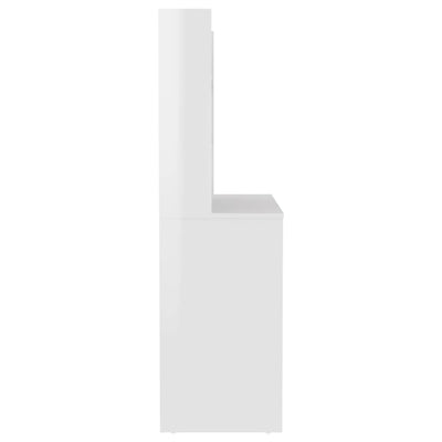 Meikkipöytä LED-valoilla 100x40x135 cm MDF kiiltävä valkoinen