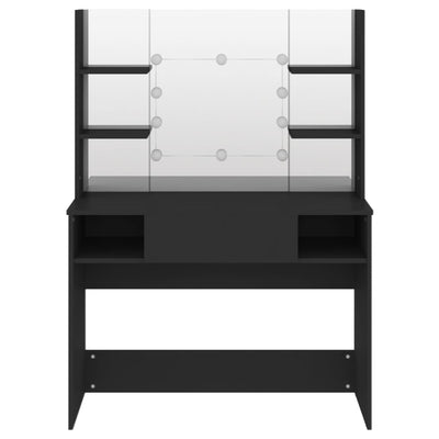 Meikkipöytä LED-valoilla 100x40x135 cm MDF musta
