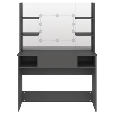 Meikkipöytä LED-valoilla 100x40x135 cm MDF harmaa