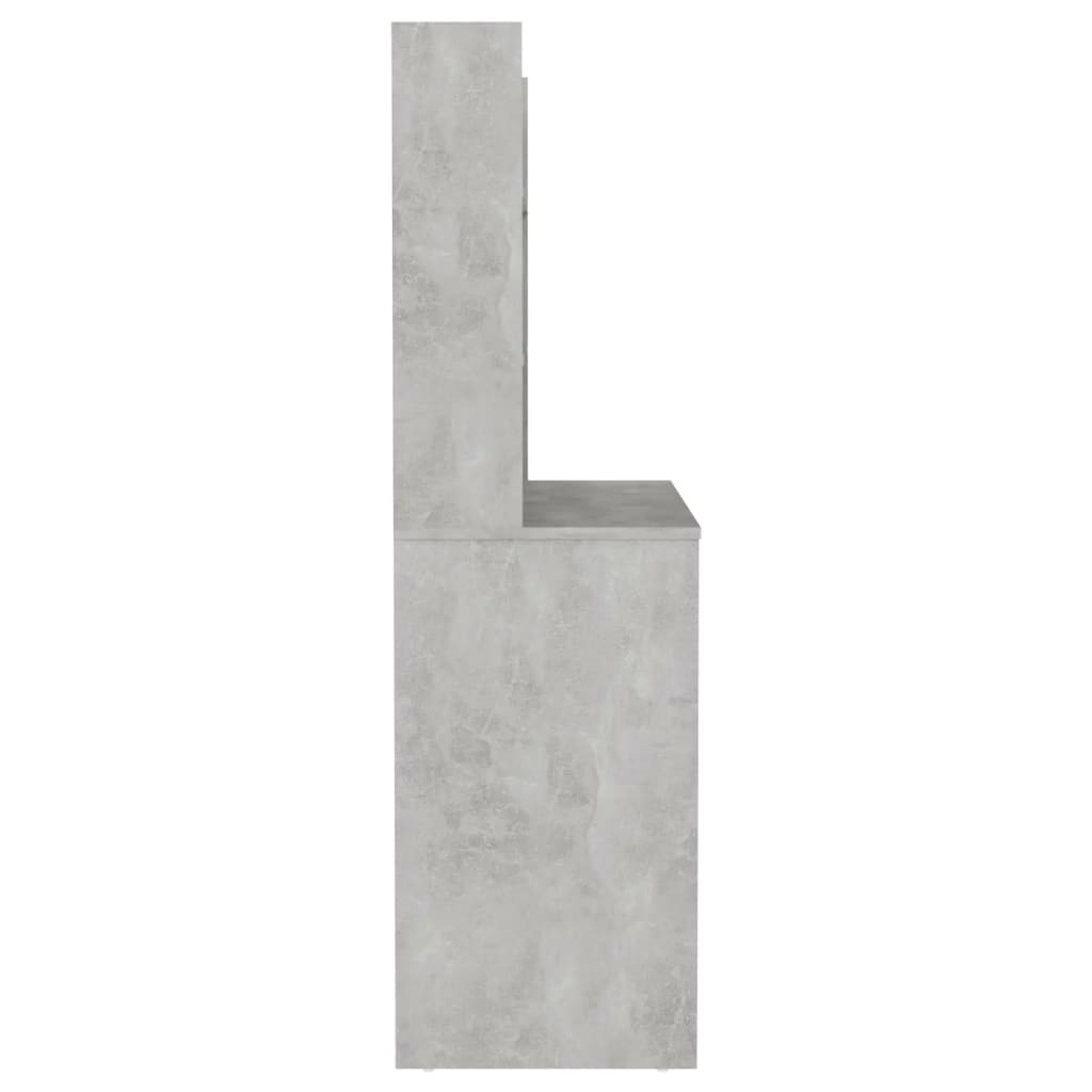 Betoninharmaa meikkipöytä led-valoilla Steve 100x40x135cm (mdf)