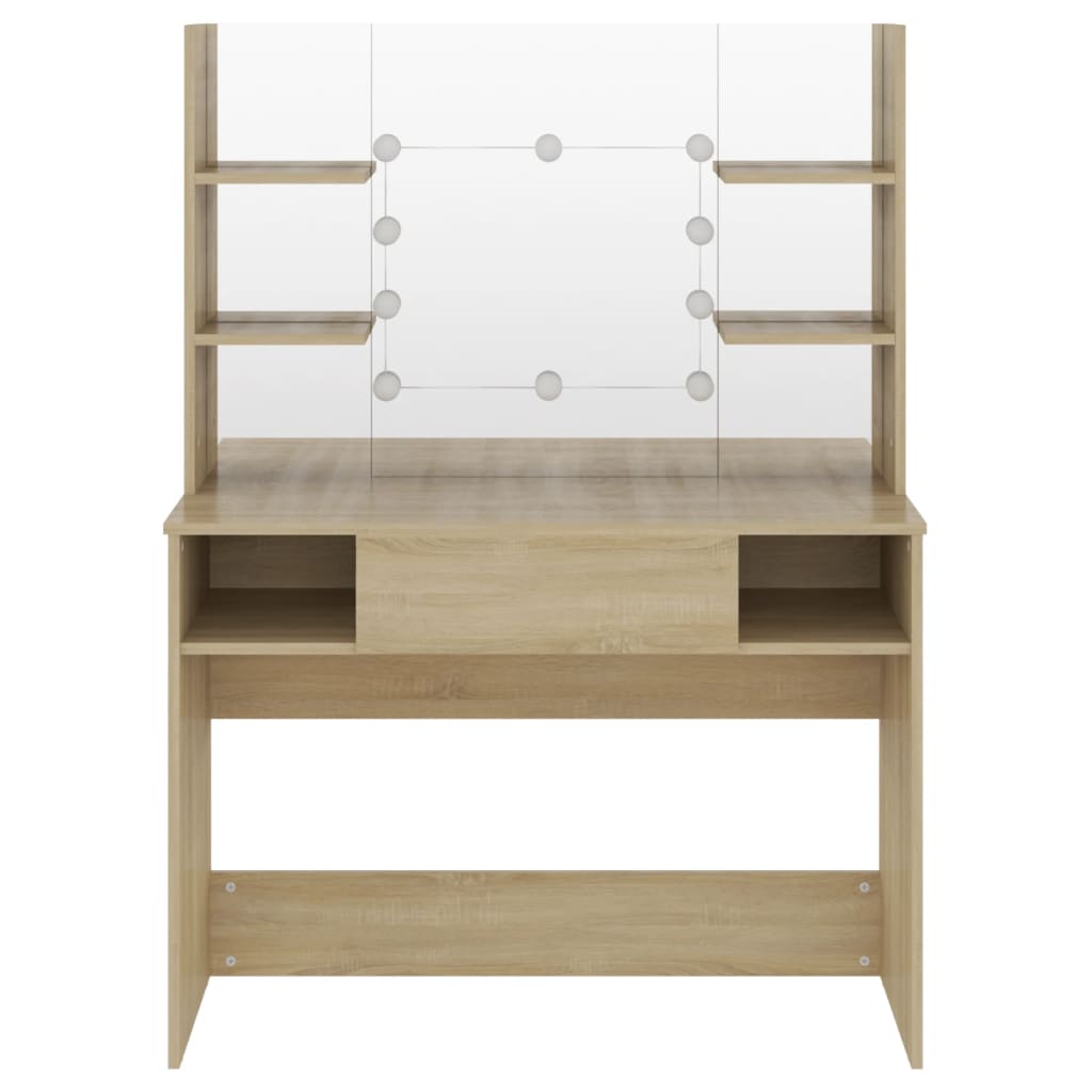 Tamm meikkipöytä led-valoilla Steve 100x40x135cm (mdf)