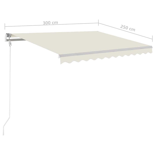 Sisäänkelattava markiisi LED/tuulisensori 300x250cm kerma