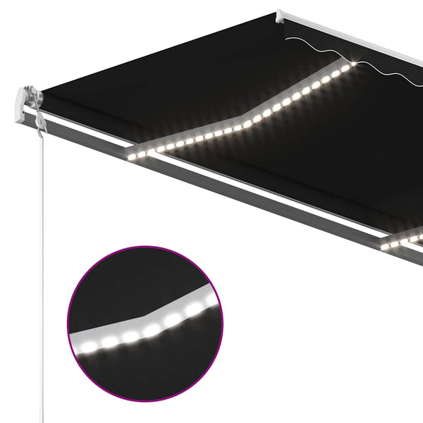Sisäänkelattava markiisi LED/tuulisensori 300x250cm antrasiitti