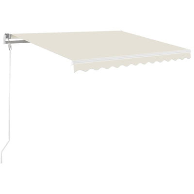 Manuaalisesti sisäänkelattava markiisi LEDillä 350x250 cm kerma