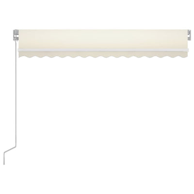 Manuaalisesti sisäänkelattava markiisi LEDillä 350x250 cm kerma