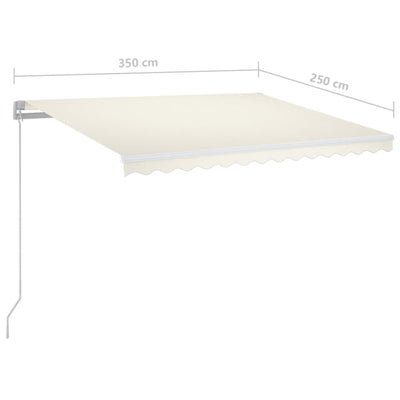 Manuaalisesti sisäänkelattava markiisi LEDillä 350x250 cm kerma