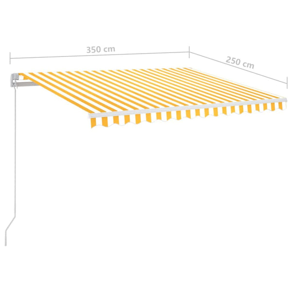 Manuaalisesti sisäänkelattava markiisi LED 350x250cm keltavalk.