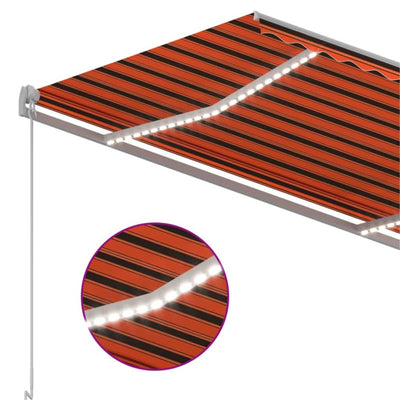 Sisäänkelattava markiisi LED 350x250cm oranssiruskea