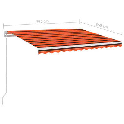 Sisäänkelattava markiisi LED 350x250cm oranssiruskea