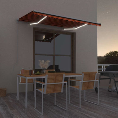 Sisäänkelattava markiisi LED 350x250cm oranssiruskea