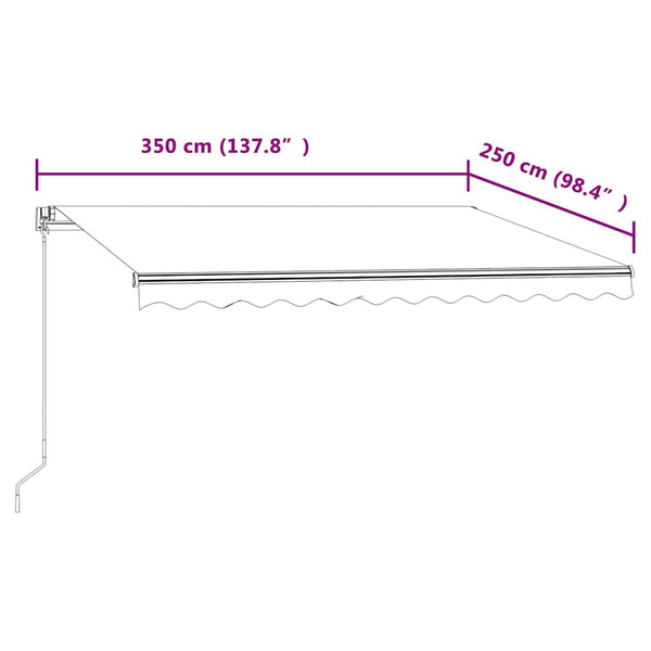 Automaattisesti sisäänkelattava markiisi 350x250cm keltavalk.