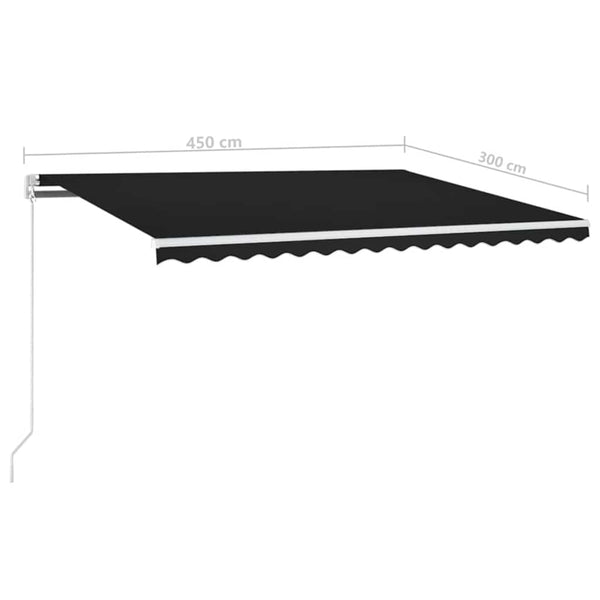 Sisäänkelattava markiisi LEDillä 450x300 cm antrasiitti