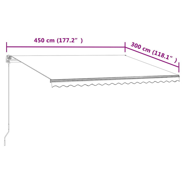 Automaattisesti sisäänkelattava markiisi 450x300cm keltavalk.