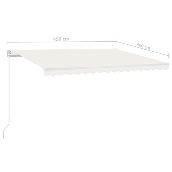 Sisäänkelattava markiisi LED ja tuulisensori 450x300cm kerma