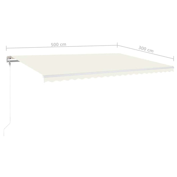 Sisäänkelattava markiisi LED/tuulisensori 500x300cm kerma