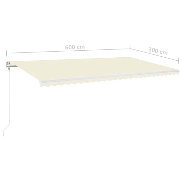 Sisäänkelattava markiisi LED/tuulisensori 600x300cm kerma