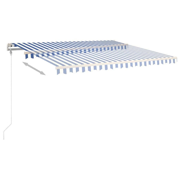 Automaattisesti sisäänkelattava markiisi 400x350 cm sinivalk.