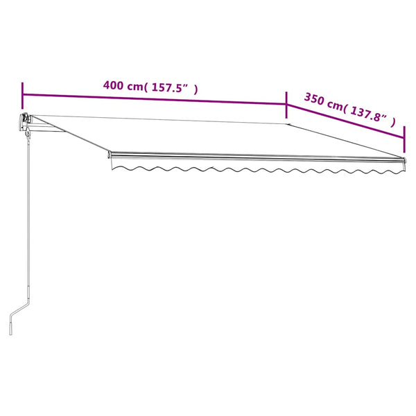 Automaattisesti sisäänkelattava markiisi 400x350 cm kerma