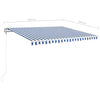 Sisäänkelattava markiisi LED/tuulisensori 450x350 cm sinivalk.